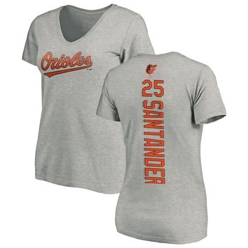 Women's Baltimore Orioles Anthony Santander ＃25 Backer Slim Fit T-Shirt Ash