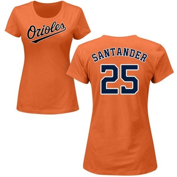 Women's Baltimore Orioles Anthony Santander ＃25 Roster Name & Number T-Shirt - Orange