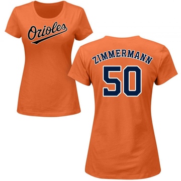 Women's Baltimore Orioles Bruce Zimmermann ＃50 Roster Name & Number T-Shirt - Orange