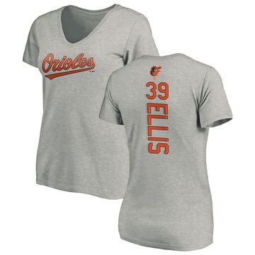 Women's Baltimore Orioles Chris Ellis ＃39 Backer Slim Fit T-Shirt Ash
