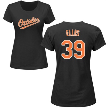 Women's Baltimore Orioles Chris Ellis ＃39 Roster Name & Number T-Shirt - Black