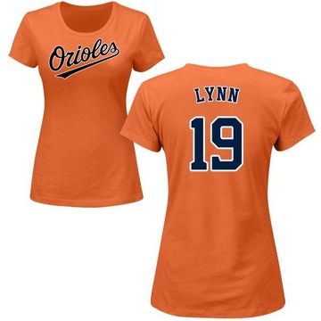 Women's Baltimore Orioles Fred Lynn ＃19 Roster Name & Number T-Shirt - Orange