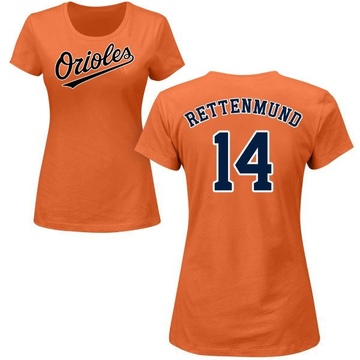 Women's Baltimore Orioles Merv Rettenmund ＃14 Roster Name & Number T-Shirt - Orange
