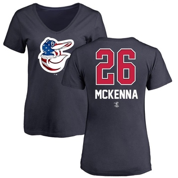 Women's Baltimore Orioles Ryan McKenna ＃26 Name and Number Banner Wave V-Neck T-Shirt - Navy