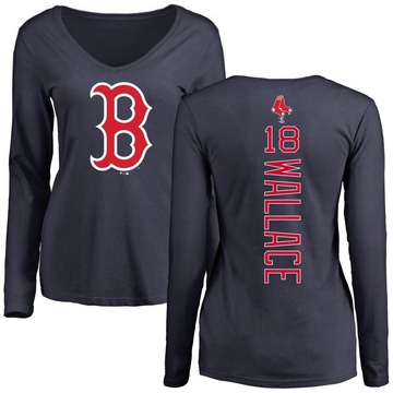 Women's Boston Red Sox Jacob Wallace ＃18 Backer Slim Fit Long Sleeve T-Shirt - Navy