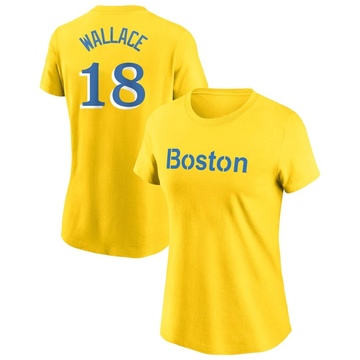 Women's Boston Red Sox Jacob Wallace ＃18 City Connect Name & Number T-Shirt - Gold