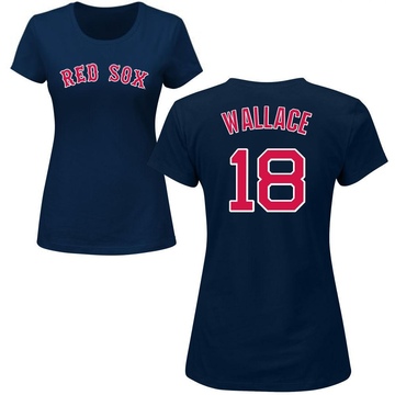 Women's Boston Red Sox Jacob Wallace ＃18 Roster Name & Number T-Shirt - Navy