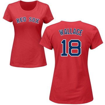 Women's Boston Red Sox Jacob Wallace ＃18 Roster Name & Number T-Shirt - Red