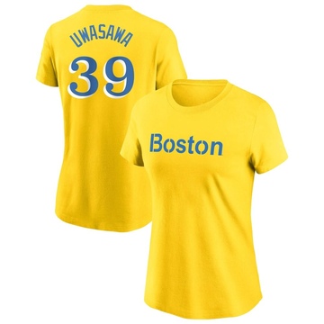 Women's Boston Red Sox Naoyuki Uwasawa ＃39 City Connect Name & Number T-Shirt - Gold