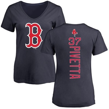 Women's Boston Red Sox Nick Pivetta ＃37 Backer Slim Fit T-Shirt - Navy