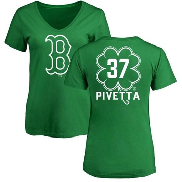 Women's Boston Red Sox Nick Pivetta ＃37 Dubliner Name & Number V-Neck T-Shirt Kelly - Green