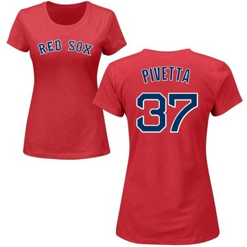 Women's Boston Red Sox Nick Pivetta ＃37 Roster Name & Number T-Shirt - Red