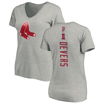 Women's Boston Red Sox Rafael Devers ＃11 Backer Slim Fit T-Shirt Ash