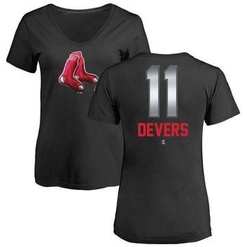 Women's Boston Red Sox Rafael Devers ＃11 Midnight Mascot V-Neck T-Shirt - Black