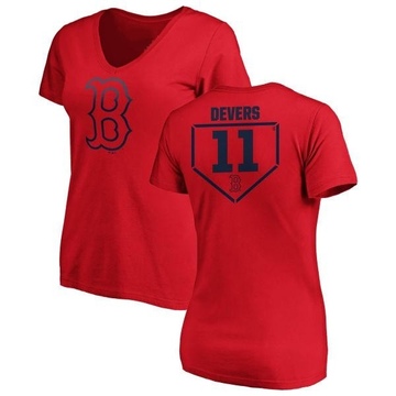 Women's Boston Red Sox Rafael Devers ＃11 RBI Slim Fit V-Neck T-Shirt - Red