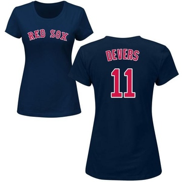 Women's Boston Red Sox Rafael Devers ＃11 Roster Name & Number T-Shirt - Navy