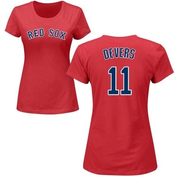 Women's Boston Red Sox Rafael Devers ＃11 Roster Name & Number T-Shirt - Red
