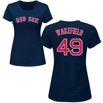 Women's Boston Red Sox Tim Wakefield ＃49 Roster Name & Number T-Shirt - Navy