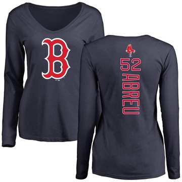 Women's Boston Red Sox Wilyer Abreu ＃52 Backer Slim Fit Long Sleeve T-Shirt - Navy