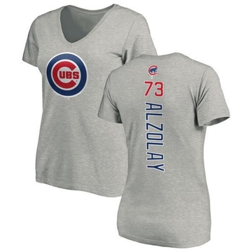 Women's Chicago Cubs Adbert Alzolay ＃73 Backer Slim Fit T-Shirt Ash