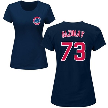 Women's Chicago Cubs Adbert Alzolay ＃73 Roster Name & Number T-Shirt - Navy