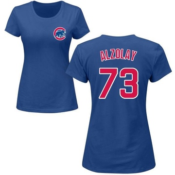 Women's Chicago Cubs Adbert Alzolay ＃73 Roster Name & Number T-Shirt - Royal