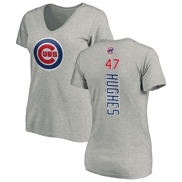 Women's Chicago Cubs Brandon Hughes ＃47 Backer Slim Fit T-Shirt Ash