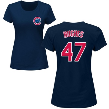 Women's Chicago Cubs Brandon Hughes ＃47 Roster Name & Number T-Shirt - Navy