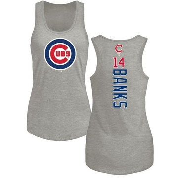 Women's Chicago Cubs Ernie Banks ＃14 Backer Tank Top Ash