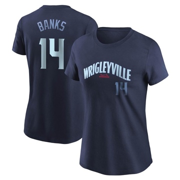 Women's Chicago Cubs Ernie Banks ＃14 City Connect Name & Number T-Shirt - Navy