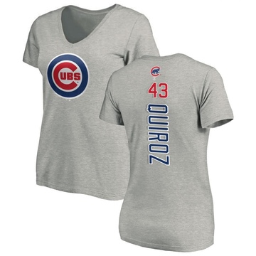 Women's Chicago Cubs Esteban Quiroz ＃43 Backer Slim Fit T-Shirt Ash