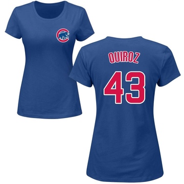 Women's Chicago Cubs Esteban Quiroz ＃43 Roster Name & Number T-Shirt - Royal