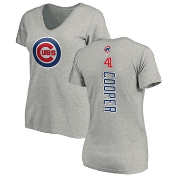 Women's Chicago Cubs Garrett Cooper ＃41 Backer Slim Fit T-Shirt Ash