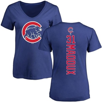 Women's Chicago Cubs Greg Maddux ＃31 Backer Slim Fit T-Shirt - Royal
