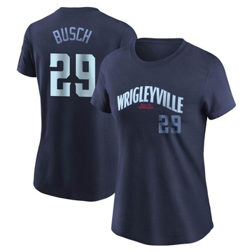 Women's Chicago Cubs Michael Busch ＃29 City Connect Name & Number T-Shirt - Navy