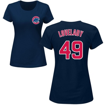 Women's Chicago Cubs Richard Lovelady ＃49 Roster Name & Number T-Shirt - Navy