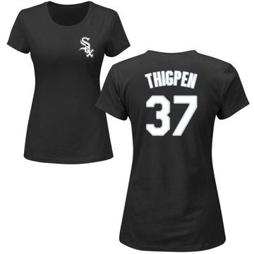 Women's Chicago White Sox Bobby Thigpen ＃37 Roster Name & Number T-Shirt - Black