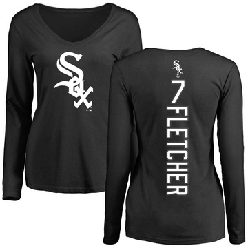 Women's Chicago White Sox Dominic Fletcher ＃7 Backer Slim Fit Long Sleeve T-Shirt - Black