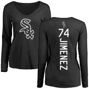 Women's Chicago White Sox Eloy Jimenez ＃74 Backer Slim Fit Long Sleeve T-Shirt - Black