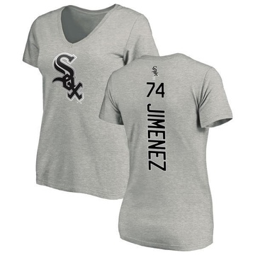 Women's Chicago White Sox Eloy Jimenez ＃74 Backer Slim Fit T-Shirt Ash
