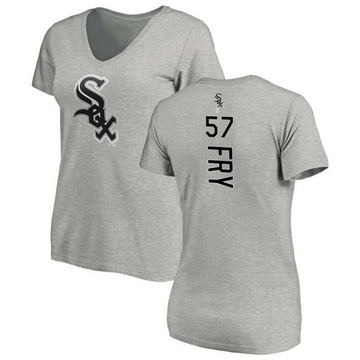 Women's Chicago White Sox Jace Fry ＃57 Backer Slim Fit T-Shirt Ash