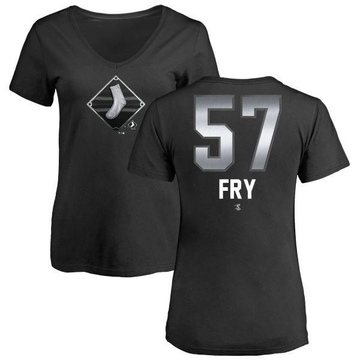Women's Chicago White Sox Jace Fry ＃57 Midnight Mascot V-Neck T-Shirt - Black