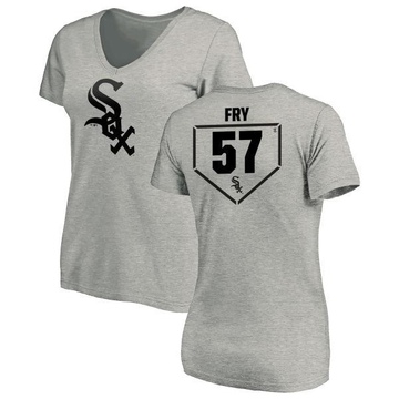 Women's Chicago White Sox Jace Fry ＃57 RBI Slim Fit V-Neck T-Shirt Heathered - Gray