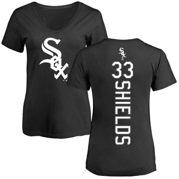 Women's Chicago White Sox James Shields ＃33 Backer Slim Fit T-Shirt - Black