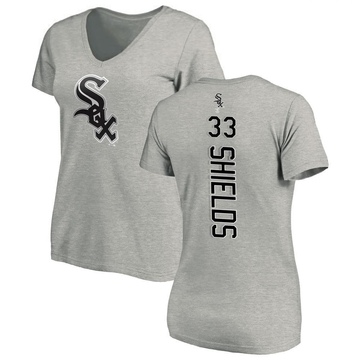 Women's Chicago White Sox James Shields ＃33 Backer Slim Fit T-Shirt Ash