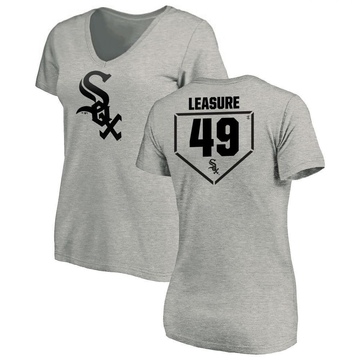 Women's Chicago White Sox Jordan Leasure ＃49 RBI Slim Fit V-Neck T-Shirt Heathered - Gray