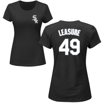 Women's Chicago White Sox Jordan Leasure ＃49 Roster Name & Number T-Shirt - Black