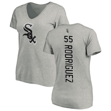 Women's Chicago White Sox Jose Rodriguez ＃55 Backer Slim Fit T-Shirt Ash