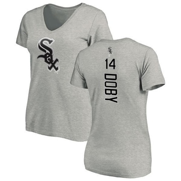 Women's Chicago White Sox Larry Doby ＃14 Backer Slim Fit T-Shirt Ash
