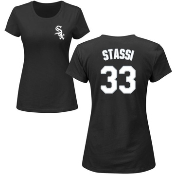Women's Chicago White Sox Max Stassi ＃33 Roster Name & Number T-Shirt - Black